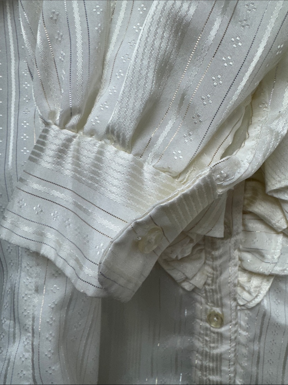 Ivory Ruffled Satin-Style Blouse with Statement Front - Picture 4 of 14